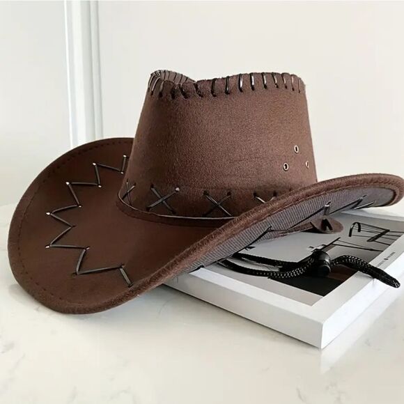 Stylish Dark Coffee Cowboy Hat - Picture 1 of 8